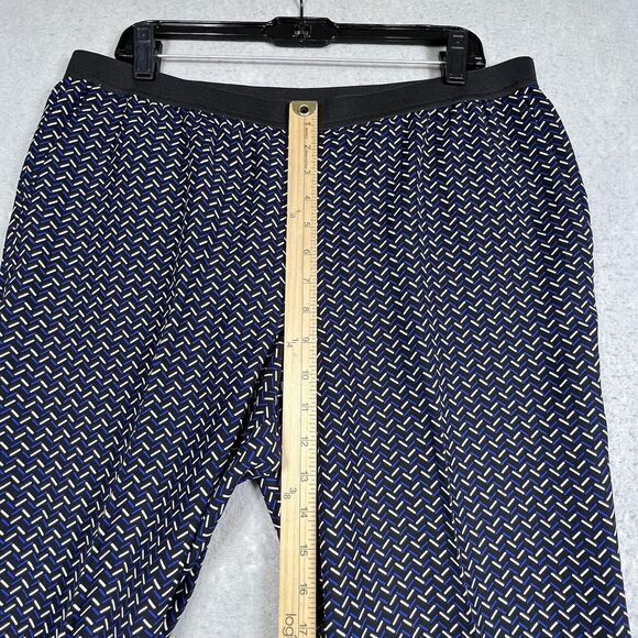 Ann Taylor Pants Womens 12 Black Blue Geometric Pull On Trousers Career Pockets - Picture 7 of 12